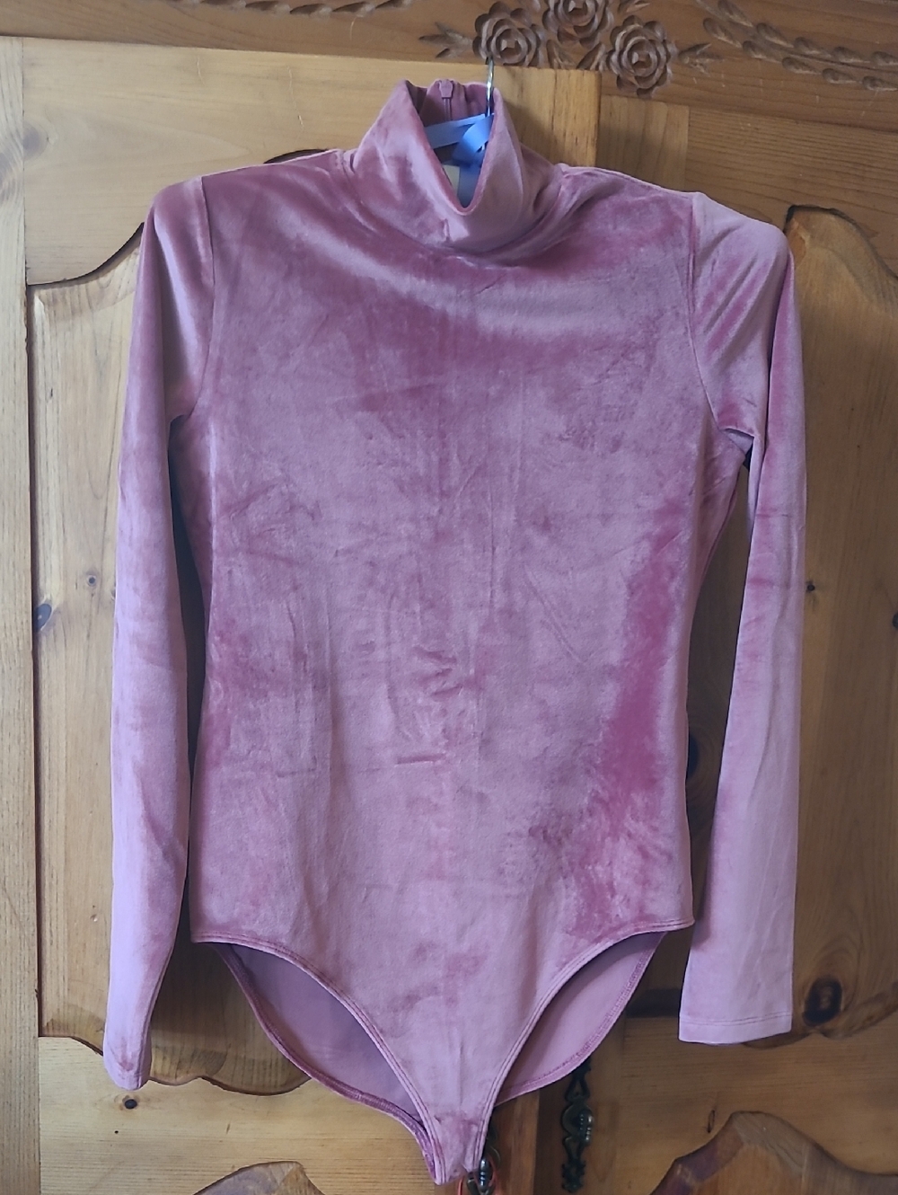 American Eagle Outfitters Pink Velvet Turtleneck Bodysuit
